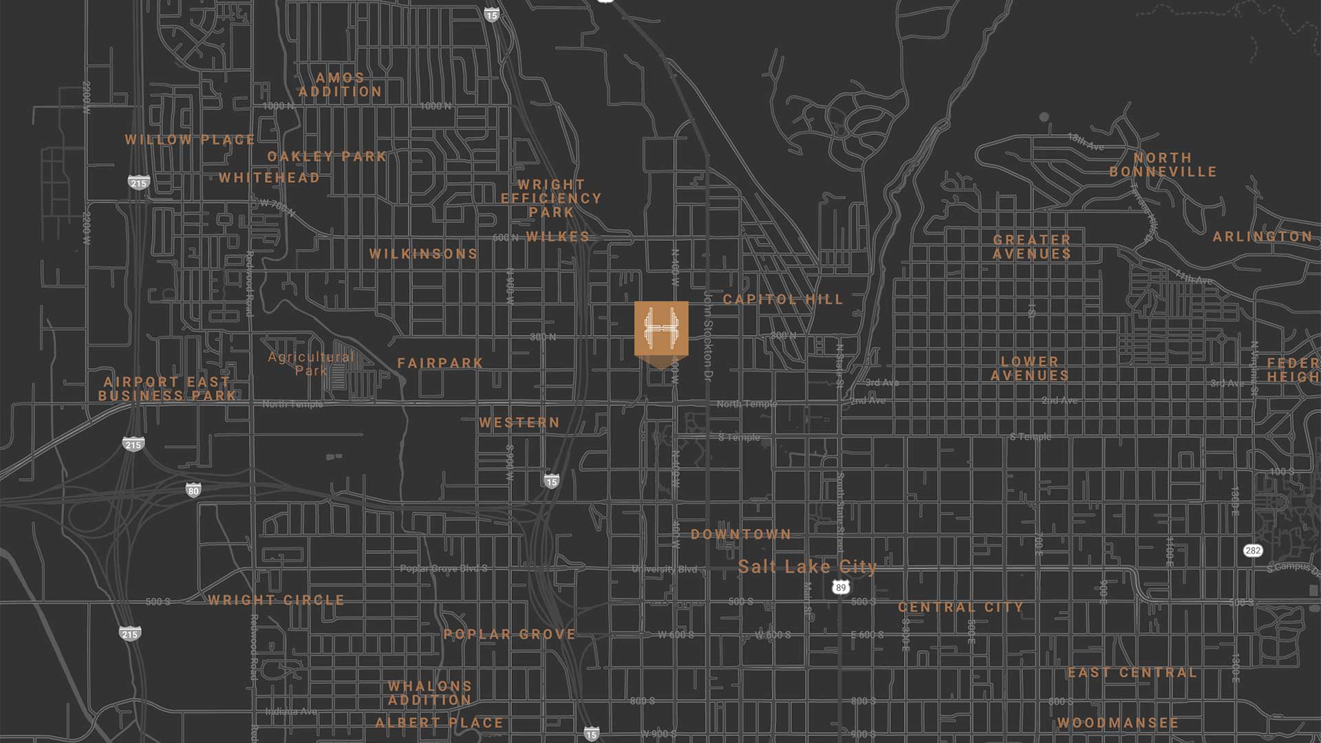 Static Google Map with pin at Hardware Apartments